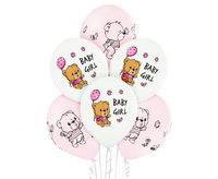 Balony lateksowe Baby Shower Cute Baby Girl różowe 29 cm 6 szt.