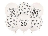 Balony lateksowe 30 urodziny Happy 30 Birthday Off-white Pastel 30 cm 6 szt.