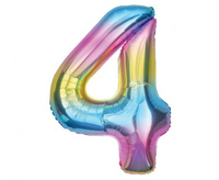 Balon foliowy B&C Cyfra 4, tęczowa, 85 cm