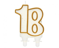 Świeczka B&C cyferka "18", złoty kontur