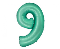 Balon foliowy Smart, Cyfra 9, miętowa matowa, 76 cm