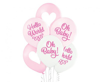Balony lateksowe Baby Shower Oh Baby Girl różowe 29 cm 6 szt.
