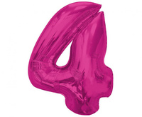 Balon foliowy Smart, cyfra 4, różowa, 92 cm