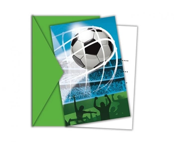 Zaproszenia z kopertami Soccer Fans, 6 szt.