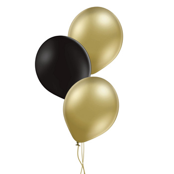 Zestaw 3 balonów lateksowych - mix złoto-czarny