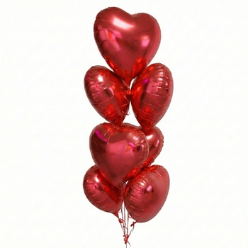 Balony serca czerwone 45 cm – bukiet 10 szt. (foliowe, na hel lub powietrze)