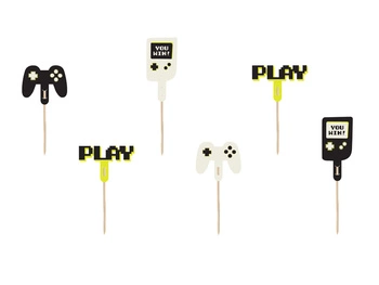 Dekoracje do muffinek Gamer 6-10,5 cm 6 szt.