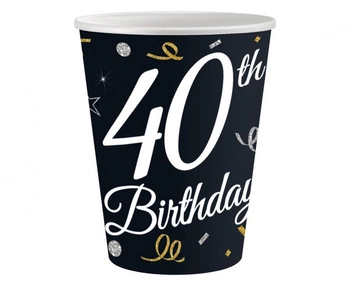Kubeczki papierowe B&C 40 Birthday, 250 ml/ 6 szt.