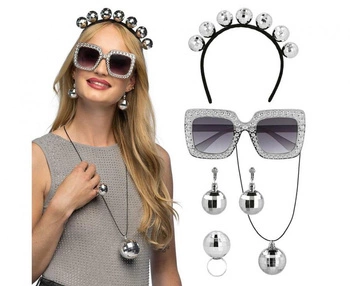 #STAI Zestaw Disco (diadem, okulary, naszyjnik, pierścionek i kolczyki)