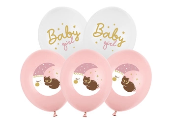 Balony lateksowe Baby Shower Baby Girl różowe 30 cm 6 szt.