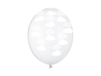 Balony 30cm, Chmurki, Crystal Clear (1 op. / 50 szt.)