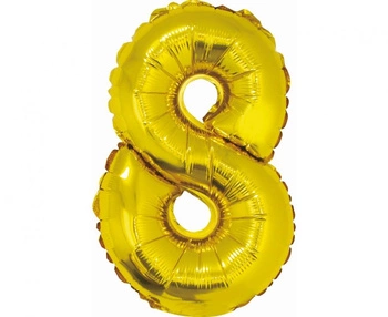 Balon foliowy "Cyfra 8", złota, 35 cm