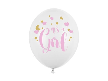 Balony 30cm, It's a Girl, P. Pure White (1 op. / 6 szt.)