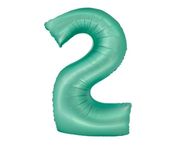 Balon foliowy Smart, Cyfra 2, miętowa matowa, 76 cm