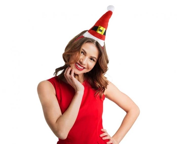 Opaska na głowę z motywem czapki Mikołaja na Boże Narodzenie, 11 x 19 cm