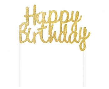 Dekoracja papierowa B&C Happy Birthday, złota, 11x14 cm
