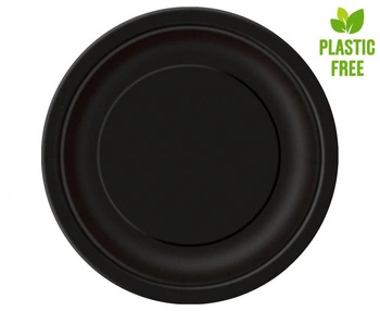 Talerzyki papierowe, czarne, rozm. 23 cm, 8 szt. (plastic-free)