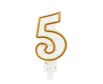 Świeczka B&C cyferka "5", złoty kontur