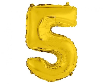 Balon foliowy "Cyfra 5", złota, 35 cm