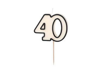 Świeczka urodzinowa liczba 40 5 biało-czarna 5 cm
