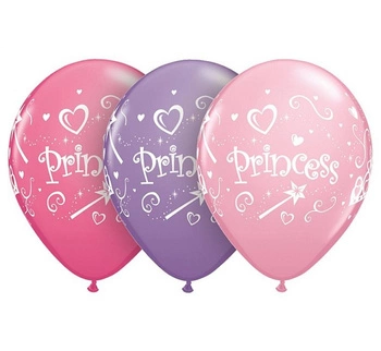 Balon QL 11" z nadr. "Princess", mix: j. różowy, różowy, lawendowy