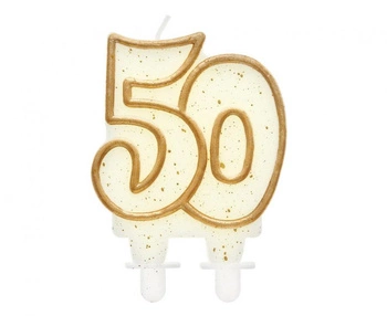 Świeczka Cyfra 50 kontur złota