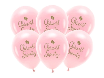 Balony Eco 33 cm, Chrzest Święty, rumiany różowy (1 op. / 6 szt.)