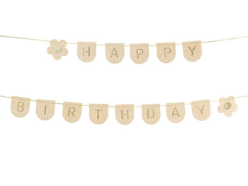 Baner filcowy Happy Birthday Girl, różowy, 3m