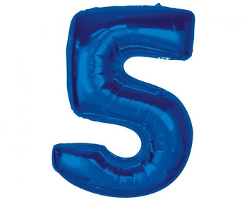 Balon foliowy Smart, cyfra 5, niebieska, 92 cm