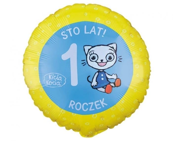 #BFK Balon foliowy Kicia Kocia - 1 Roczek, 18 cali