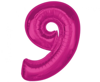 Balon foliowy Smart, cyfra 9, różowa, 92 cm