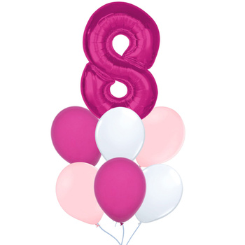 Bukiet z cyfrą - odcienie różu - WARIANTY