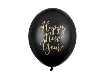 Balon lateksowy Sylwester Happy New Year Pastel czarny 30 cm 50 szt.
