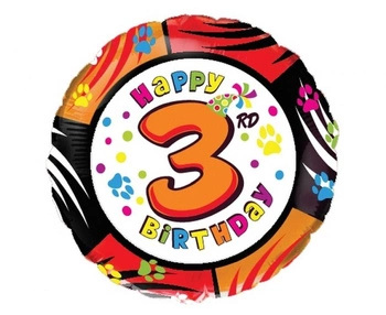 Balon foliowy 18" FX - " Happy Birthday - 3", pakowany