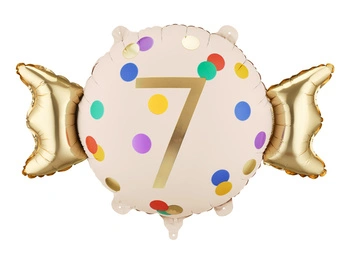 Balon foliowy Cukierek 7 urodziny Happy 7 Birthday 61 x 37 cm
