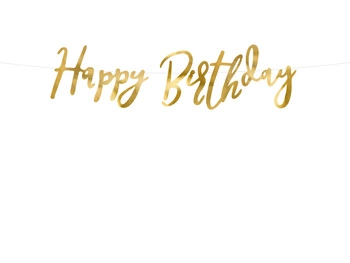 Baner Happy Birthday złoty 16,5 x 62 cm