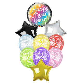 Zestaw balony na Sylwestra - balon foliowy 18" "Happy new year" - Premium 1