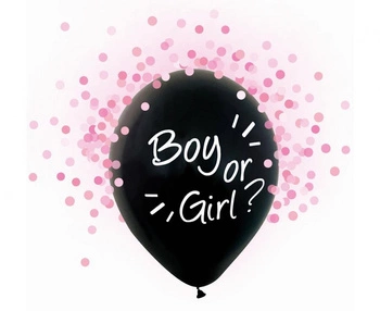 Balony Helium Formula, Boy Or Girl, różowe konfetti, 12 cali, 4 szt.