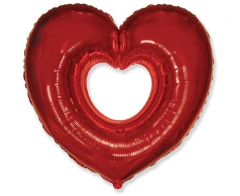 Balon foliowy Serce otwarte czerwony 60 cm Flexmetal
