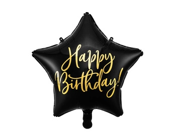 Balon foliowy Happy Birthday czarny 40 cm