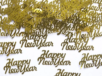 Konfetti Sylwester Happy New Year złote 4 x 2 cm 3 g