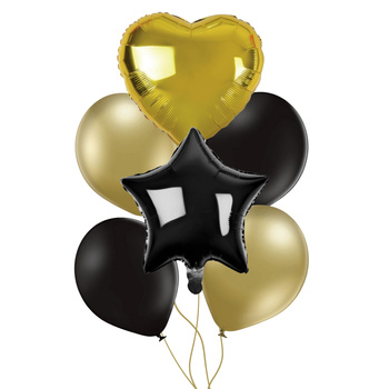 Zestaw 6 balonów - mix klasyczny, złoto-czarny