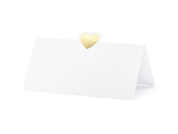 Wizytówki na stół Serce złote 10 x 5 cm 10 szt.