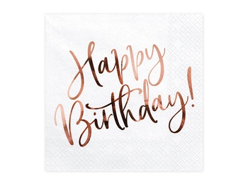 Serwetki papierowe Happy Birthday białe 33 x 33 cm 20 szt.