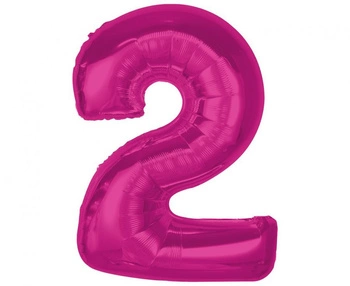 Balon foliowy Smart, cyfra 2, różowa, 92 cm