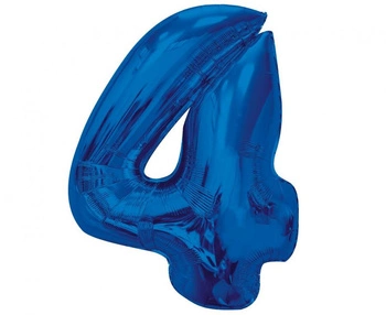 Balon foliowy Smart, cyfra 4, niebieska, 92 cm