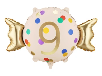 Balon foliowy Cukierek 9 urodziny Happy 9 Birthday 61 x 37 cm