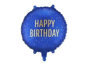 Balon foliowy pastylka Happy Birthday granat 35 x 35 cm