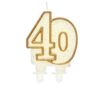 Świeczka B&C cyferka "40", złoty kontur