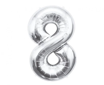 Balon foliowy B&C Cyfra 8, srebrna, 85 cm